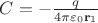 $C = -\frac{q}{4\pi\varepsilon_0\mathbf{r}_1}$