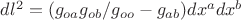 $dl^2=(g_{ oa}g_{ob}/g_{oo}-g_{ab})dx^adx^b$
