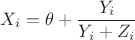 $X_i=\theta+\dfrac{Y_i}{Y_i+Z_i}$
