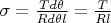 $\sigma = \frac{T d\theta}{R d\theta l} = \frac{T}{Rl}$