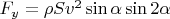 $F_y=\rho S v^2 \sin \alpha \sin 2 \alpha$