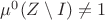 $\mu^0(Z\setminus I)\neq 1$