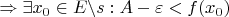 $\Rightarrow \exists x_0\in E\backslash s: A - \varepsilon < f(x_0)$
