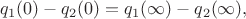 $$q_1(0)-q_2(0)=q_1(\infty)-q_2(\infty),$$