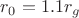 $r_0=1.1 r_g$