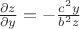 $ \frac{\partial z}{\partial y} = - \frac{c^2y}{b^2z}