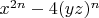 $x^{2 n}-4 (y z)^n$