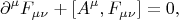 $$
\partial^{\mu}F_{\mu\nu}+[A^{\mu},F_{\mu\nu}]=0,
$$
