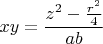 $xy=\dfrac{z^2-\frac{r^2}{4}}{ab} $