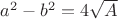 $a^2 - b^2 = 4\sqrt{A}$
