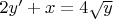 $2y' + x = 4\sqrt{y}$