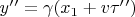 $y&rsquo;&rsquo; = \gamma(x_{1} + v \tau&rsquo;&rsquo;)$