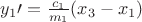 $y_1\prime = \frac{c_1}{m_1}(x_3 - x_1)$ $y_1\prime = \frac{c_1}{m_1}(x_3 - x_1)$