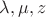 $\lambda, \mu, z$