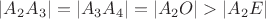 $|A_2A_3| = |A_3A_4| = |A_2O| > |A_2E|$