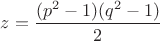 $z=\dfrac{(p^2-1)(q^2-1)}{2}$