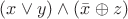 $(x\vee y)\wedge(\bar{x}\oplus z)$
