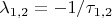 $\lambda_{1,2}=-1/\tau_{1,2}$