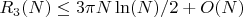 $R_3(N) \leq 3\pi N \ln(N)/2+O(N)$