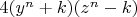 $4 (y^n+k) (z^n-k)$