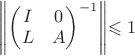 $\left\lVert\begin{pmatrix}
I  & 0\\

L  & A
\end{pmatrix}^{-1}\right\lVert $$\leqslant 1$