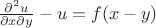 $\tfrac{\partial^2 u}{\partial x\partial y}-u=f(x-y)$