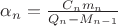 $\alpha_n = \frac{C_n m_n}{Q_n - M_{n-1}}$