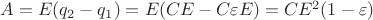 $A=E(q_2-q_1)=E(CE-C \varepsilon E)=CE^2(1-\varepsilon)$
