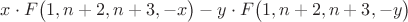 $x\cdot F\big(1,n+2,n+3,-x\big)-y\cdot F\big(1,n+2,n+3,-y\big)$
