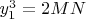 ${y_1^3}=2 M N$