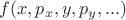 $f(x,p_x,y,p_y,...)$