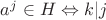 $a^j \in H \Leftrightarrow k|j$