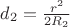 $d_2=\frac{r^2}{2R_2}$