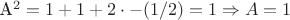 A^2=1+1+2 \cdot-(1/2)=1 \Rightarrow A=1 см A^2=1+1+2 \cdot-(1/2)=1 \Rightarrow A=1 см
