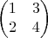$$\begin{pmatrix}
1 & 3  \\
2 & 4  
\end{pmatrix}$$