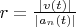 $r = \frac{|v(t)|}{|a_n(t)|}$