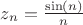 $z_n=\frac {\sin(n)} {n}$