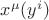 $x^{\mu}(y^i)$