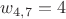 $w_{4,7}=4$