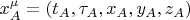 $x_{A}^{\mu} = (t_A, \tau_A, x_A, y_A, z_A) $