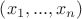 $\left( {{x_1},...,{x_n}} \right)$