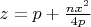 $z=p+\frac{nx^2}{4p}$