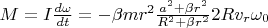 $M=I\frac{d\omega}{dt}=-\beta mr^2\frac{a^2+\beta r^2}{R^2+\beta r^2}2Rv_r\omega_0$