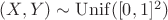 $(X,Y) \sim \operatorname{Unif}([0,1]^2)$