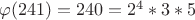$\varphi(241)=240=2^4 * 3*5$