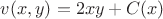 $v(x,y) = 2xy + C(x)$