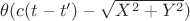 $\theta(c(t-t')-\sqrt{X^2+Y^2})$