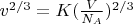 $v^{2/3}=K(\frac{V}{N_A})^{2/3}$