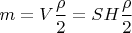 $m=V\dfrac{\rho}{2}=SH\dfrac{\rho}{2}$