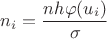 $n_i=\dfrac{nh\varphi(u_i)}{\sigma}$